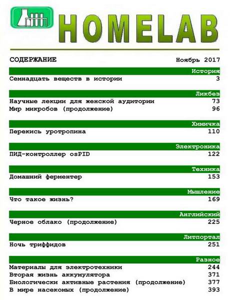 Домашняя лаборатория №11 ноябрь 2017