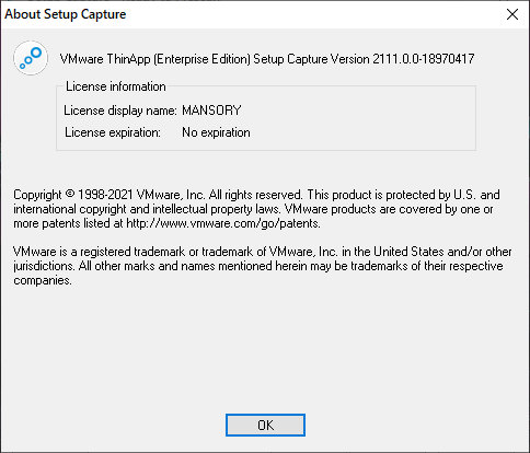 VMware ThinApp Enterprise 2111 Build 18970417