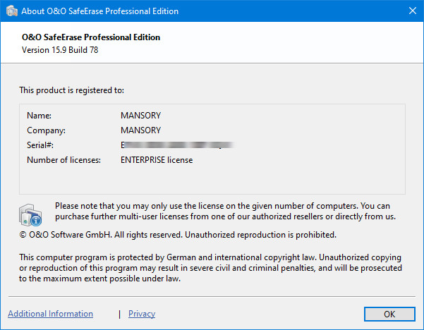 O&O SafeErase Professional 15.9 Build 78