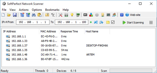 SoftPerfect Network Scanner 6